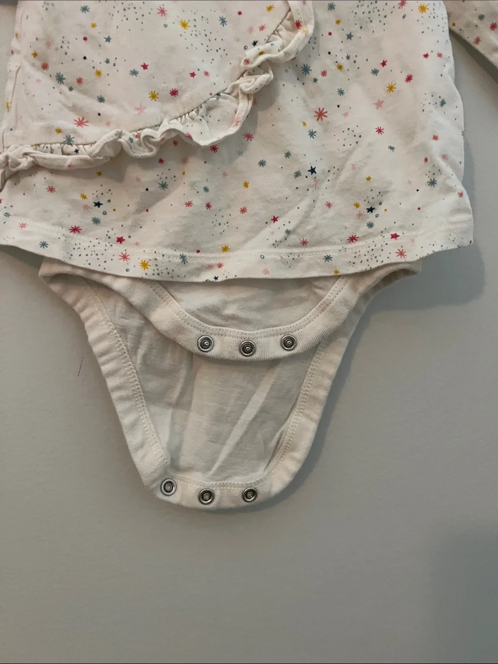 Gap | Baby Girls Cream Star-Print Ruffle Bodysuit Top Size 0-3 Months